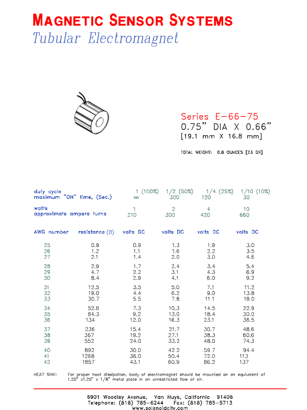 Tubular Electromagnet E-66-75, Page 1