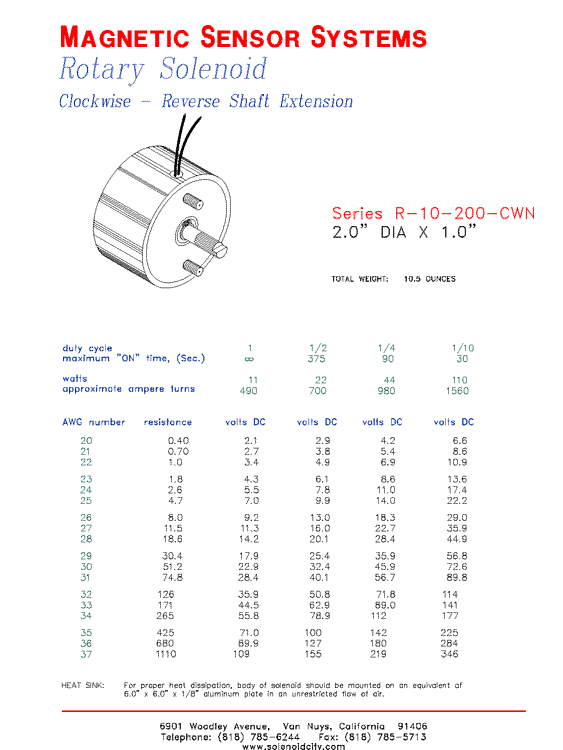 Rotary Solenoid R-10-200-CWN, Page 1