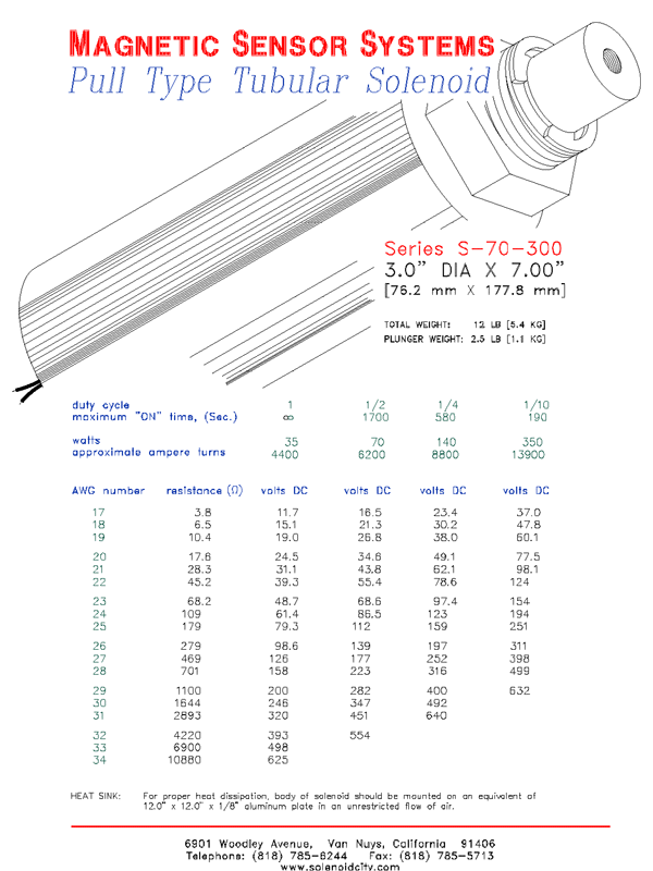 Tubular Pull Solenoid S-70-300, Page 1