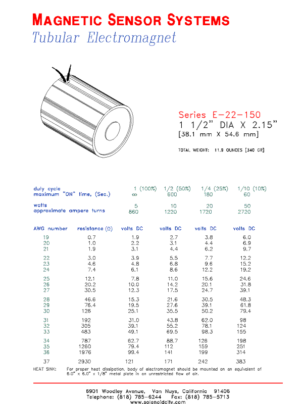Tubular Electromagnet E-22-150, Page 1