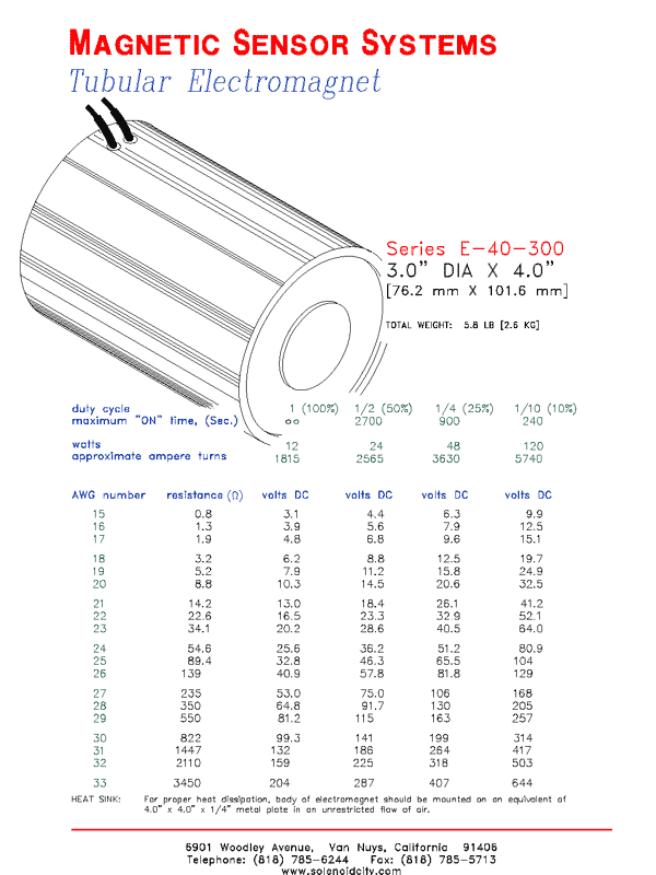 Tubular Electromagnet E-40-300, Page 1